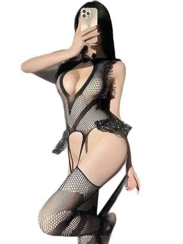 Bodystocking Fishnet - Bodystocking Jaring Ikan Berenda Seksi, Stoking
