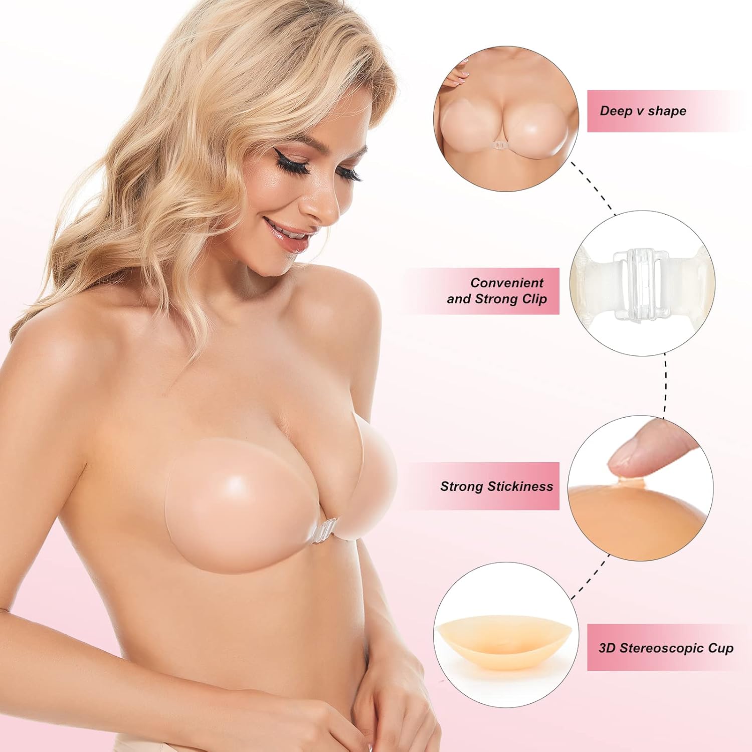 Silicone Bra Adhesive - BH perekat push up tanpa tali,