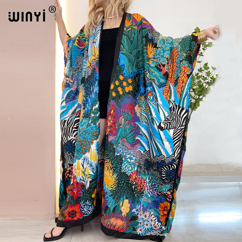 Robe Silk Women - WINYI Kimono Timur Tengah Afrika Cardigan