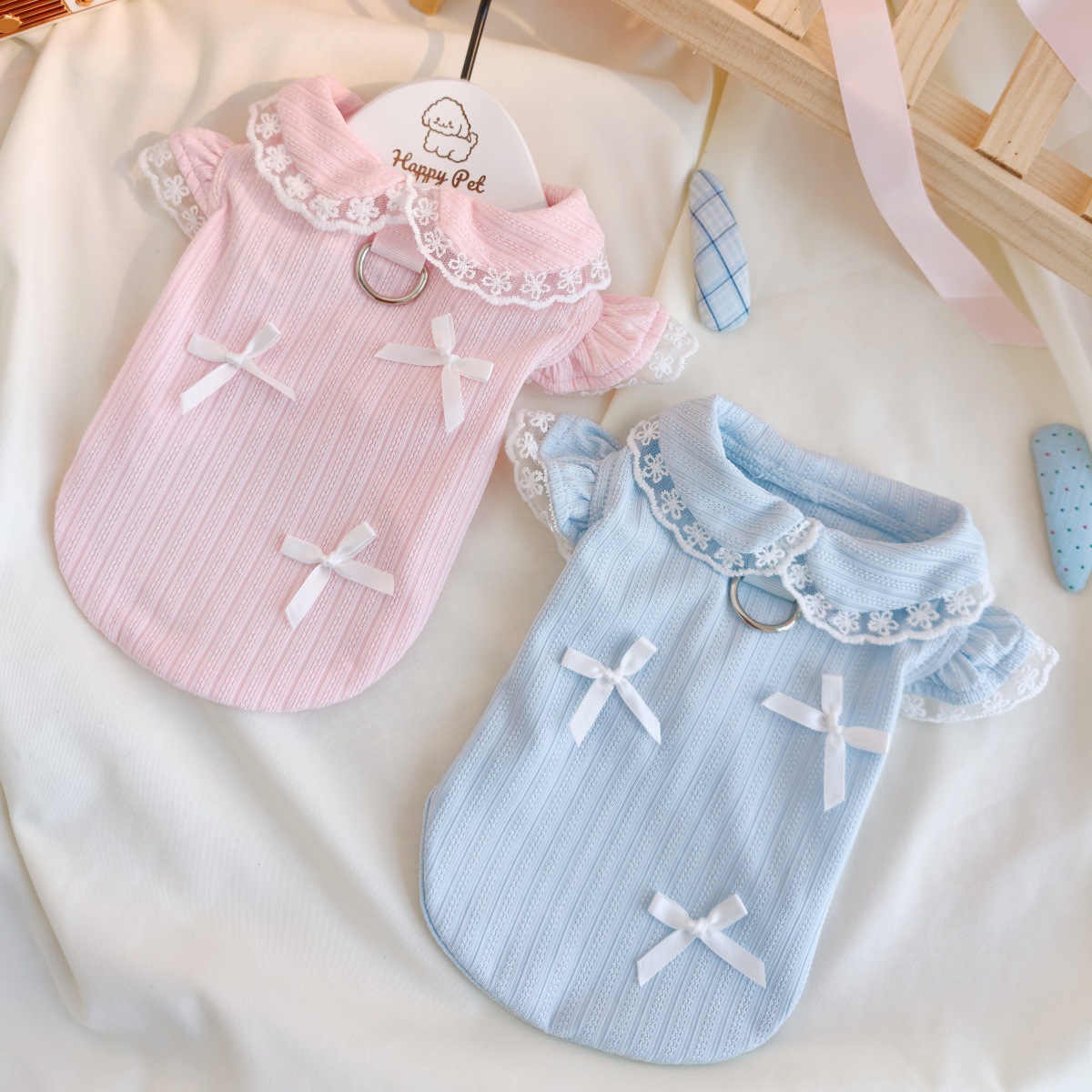Lace Teddy Lingerie - Rompi Renda Pita Pet Spring, Kaos