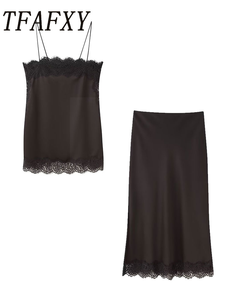 Cami Top Lace - TFAFXY Setelan Kasual Vintage Wanita Warna