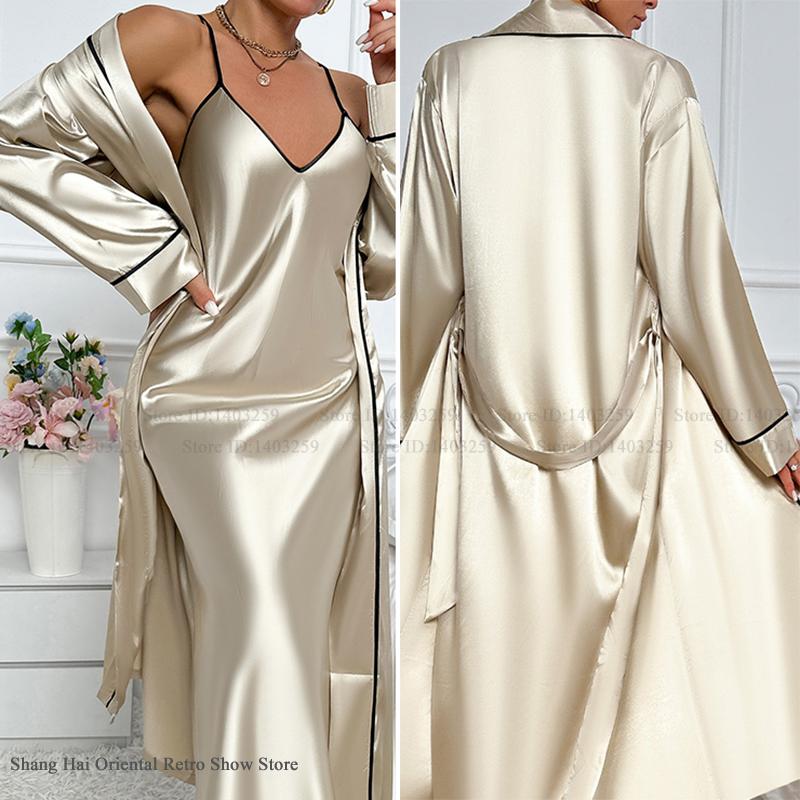 Robe Silk Women - Set Gamis Twinset Panjang Seksi Gaun