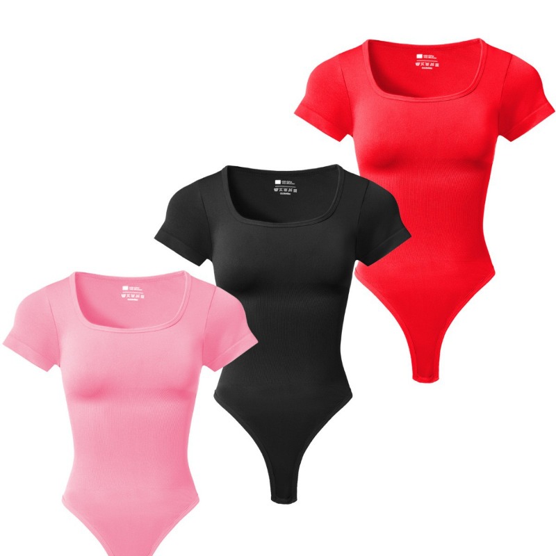 Shapewear Bodysuit Firm - Bodysuit wanita plus size, kerah persegi,
