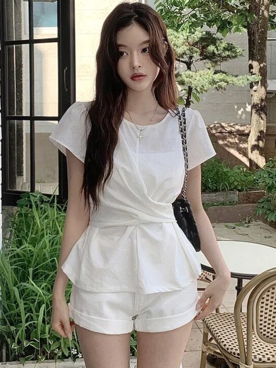 Corset Waist Cinch - Sweter Gaya Korea Kemeja Kecil Bergaya