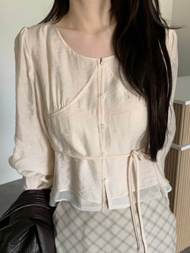 Corset Waist Cinch - Kemeja Wanita Musim Semi 2026 Bergaya