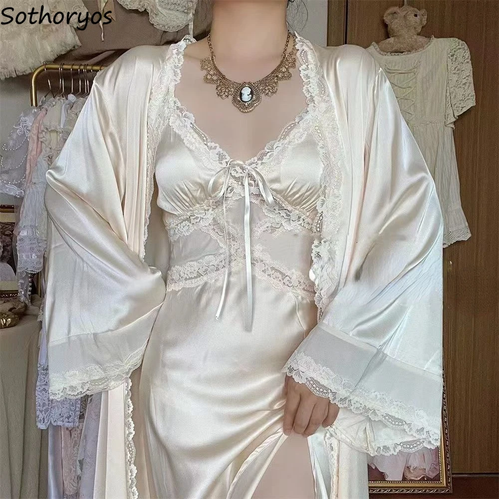 Robe Silk Women - Set gaun jubah sutra wanita, pakaian