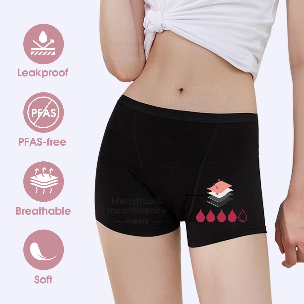 Boyshort Underwear - Celana Dalam Menstruasi Serat Bambu untuk