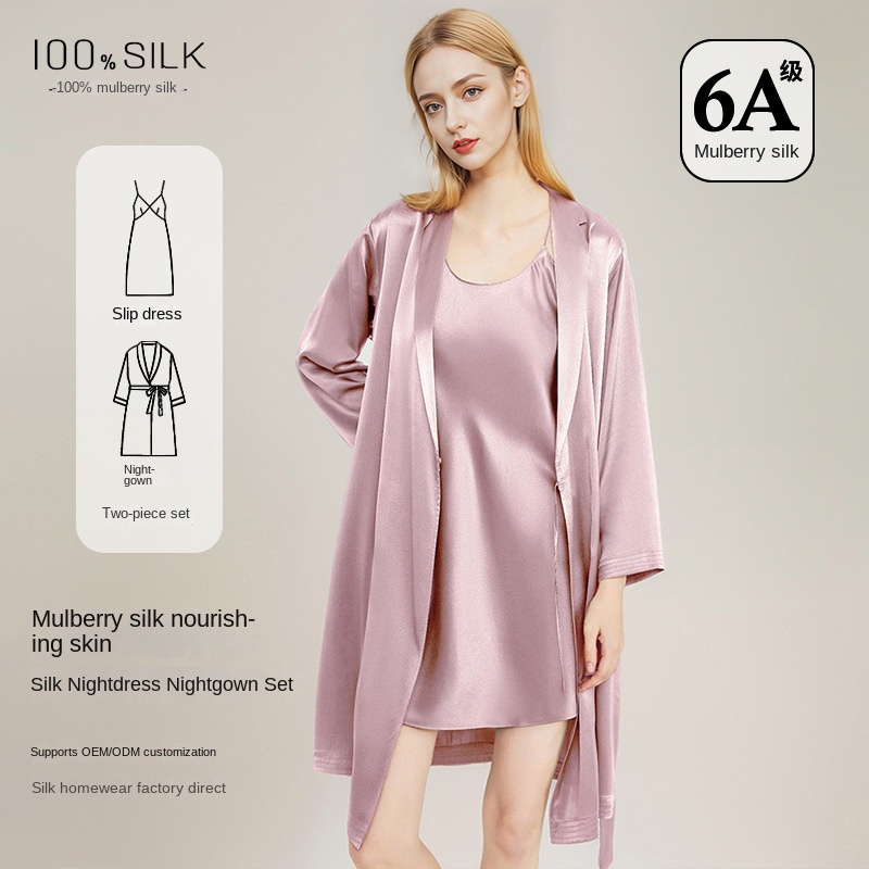 Gaun Tidur Wanita Elegan 100%  - Robe Silk Women ulasan dan harga