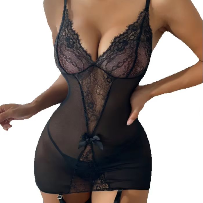 Set Pakaian Dalam Renda dengan - Garter Belt Set ulasan dan harga