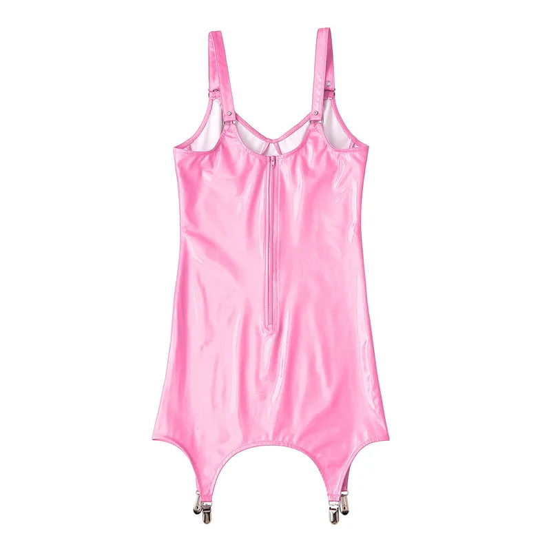 Gaun Mini Kerah V Kulit PVC Me - Babydoll Chemise Night ulasan dan harga