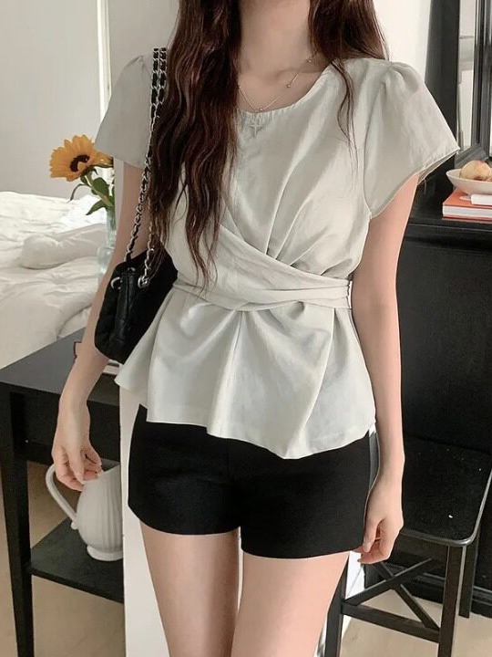 Sweter Gaya Korea Kemeja Kecil - Corset Waist Cinch ulasan dan harga