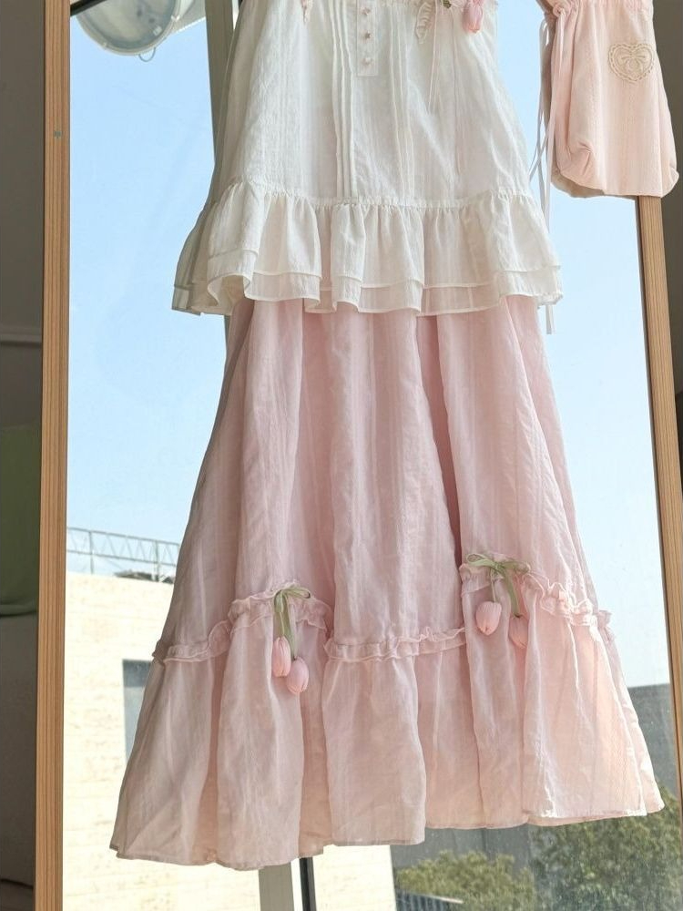 Set Dua Potong Dekorasi Tulip  - Cami Top Lace ulasan dan harga